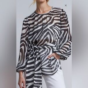 Zebra Print Tie-Waist Top